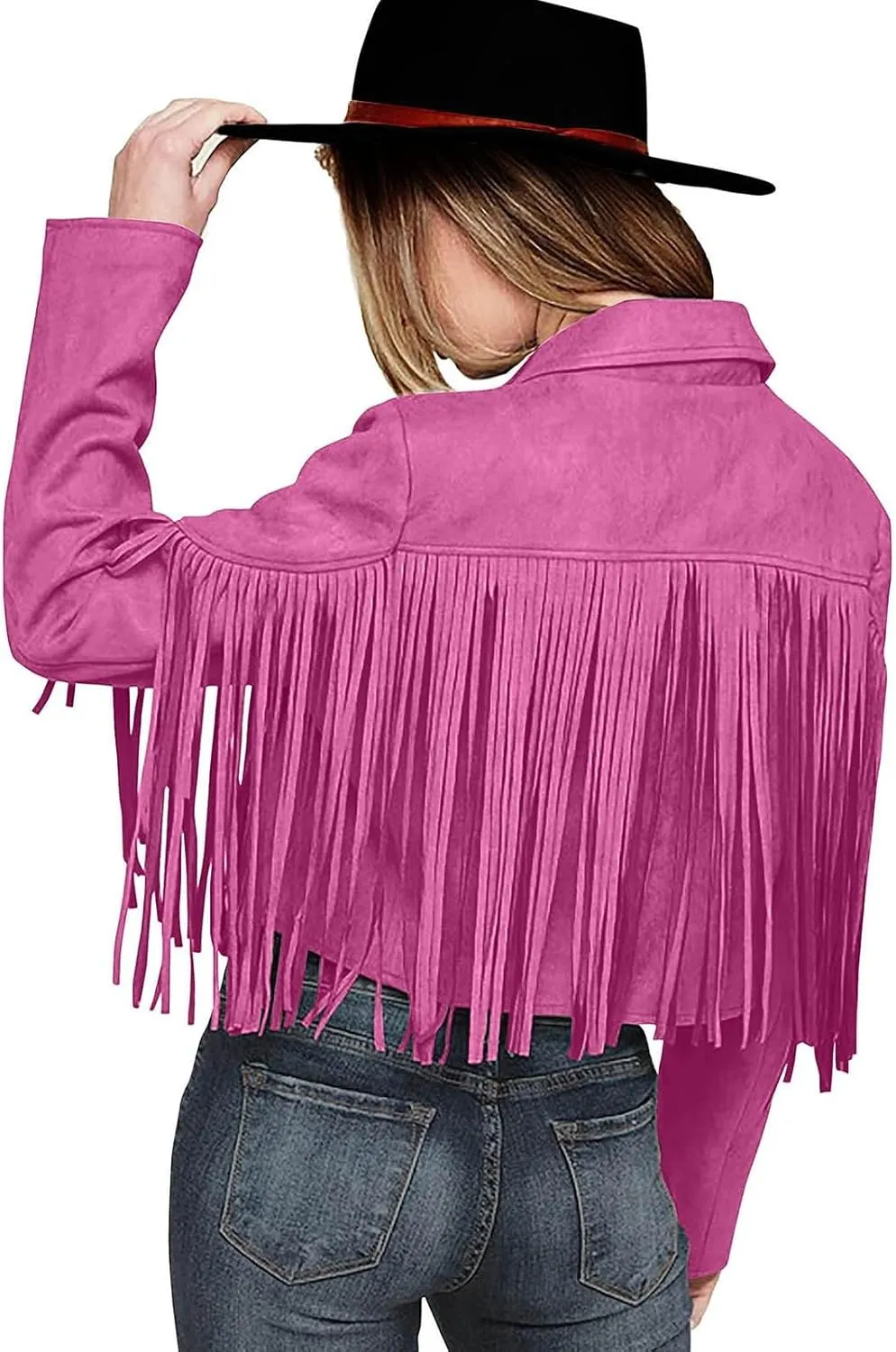 2023 Womens Fringe Jackets Fashion Cropped Petite Coats Tassel Motorcycle Short Jacket Trendy Casual Outerwear Overcoat