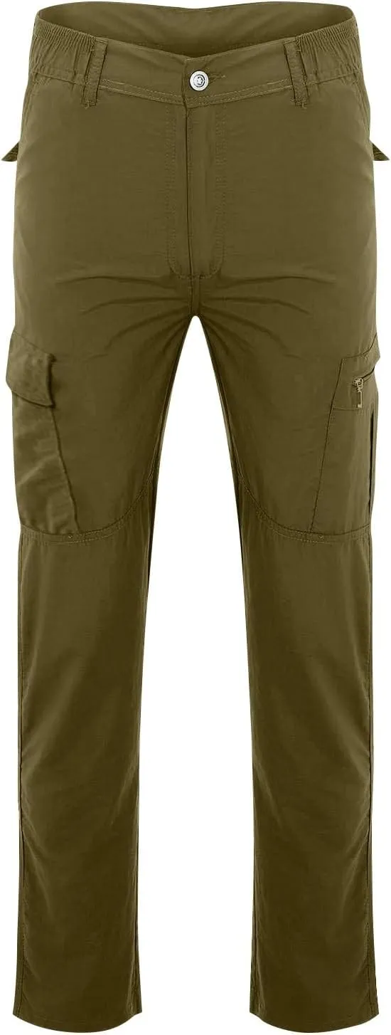 ADHOWBEW Tactical Pants Men Workout Hiking Work Relaxed Fit Big and Tall Elastic Waist Joggers