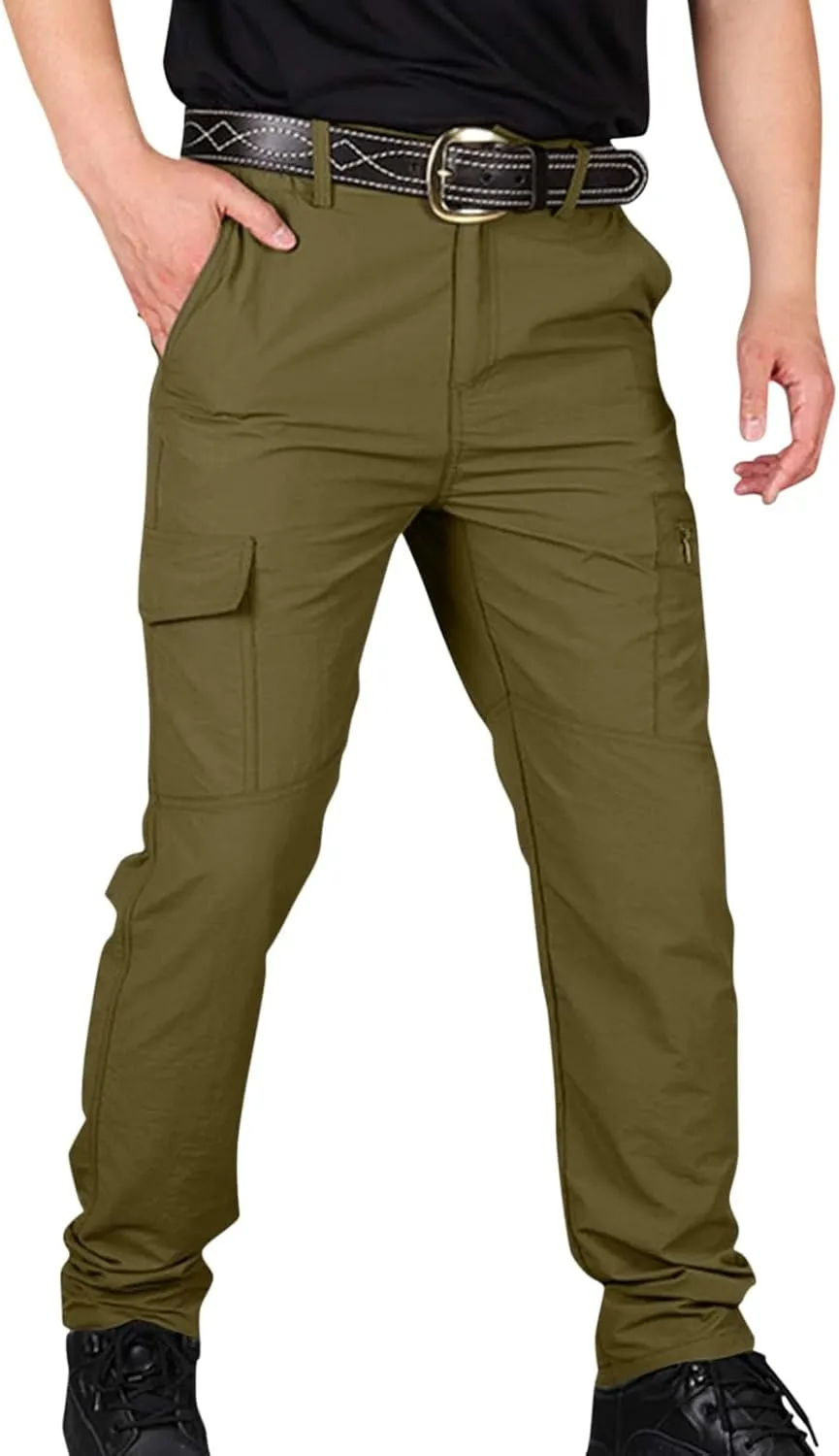 ADHOWBEW Tactical Pants Men Workout Hiking Work Relaxed Fit Big and Tall Elastic Waist Joggers
