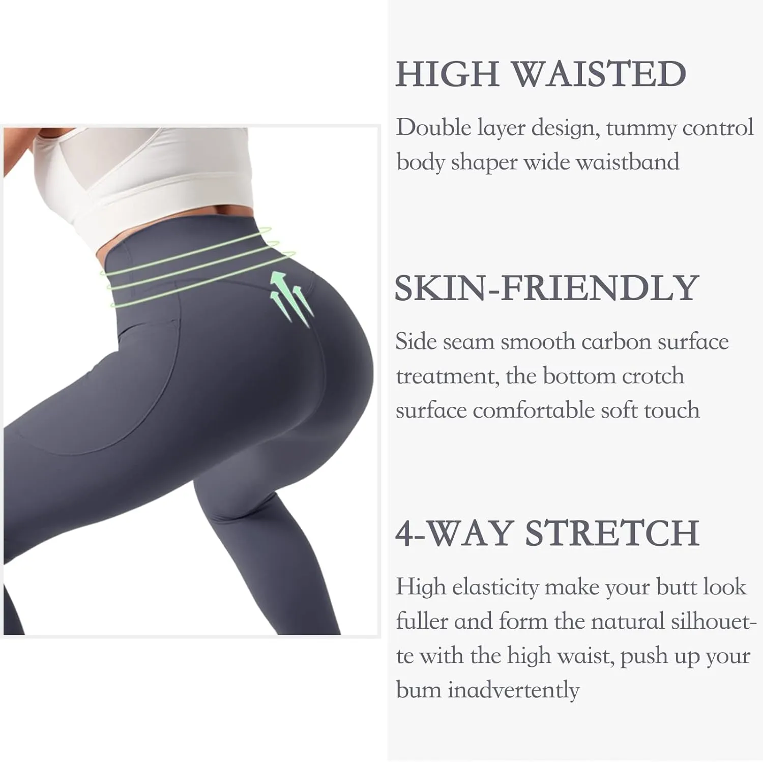 ALWAYSONE Yoga Leggings for Women High Waisted Tummy Control Yoga Pants Workout Leggings with Pockets Athletic Sports Gym