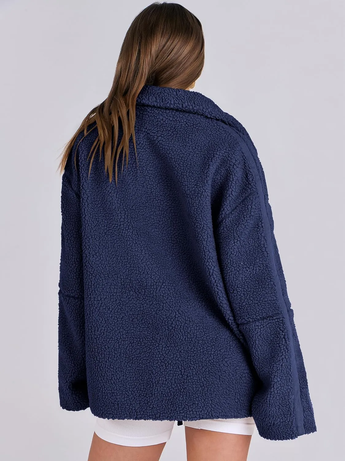 ANRABESS Womens Fleece Jacket Oversized Zip Up Sherpa Fuzzy Casual Coats Winter Fall Outerwear 2024 Clothes with Pockets