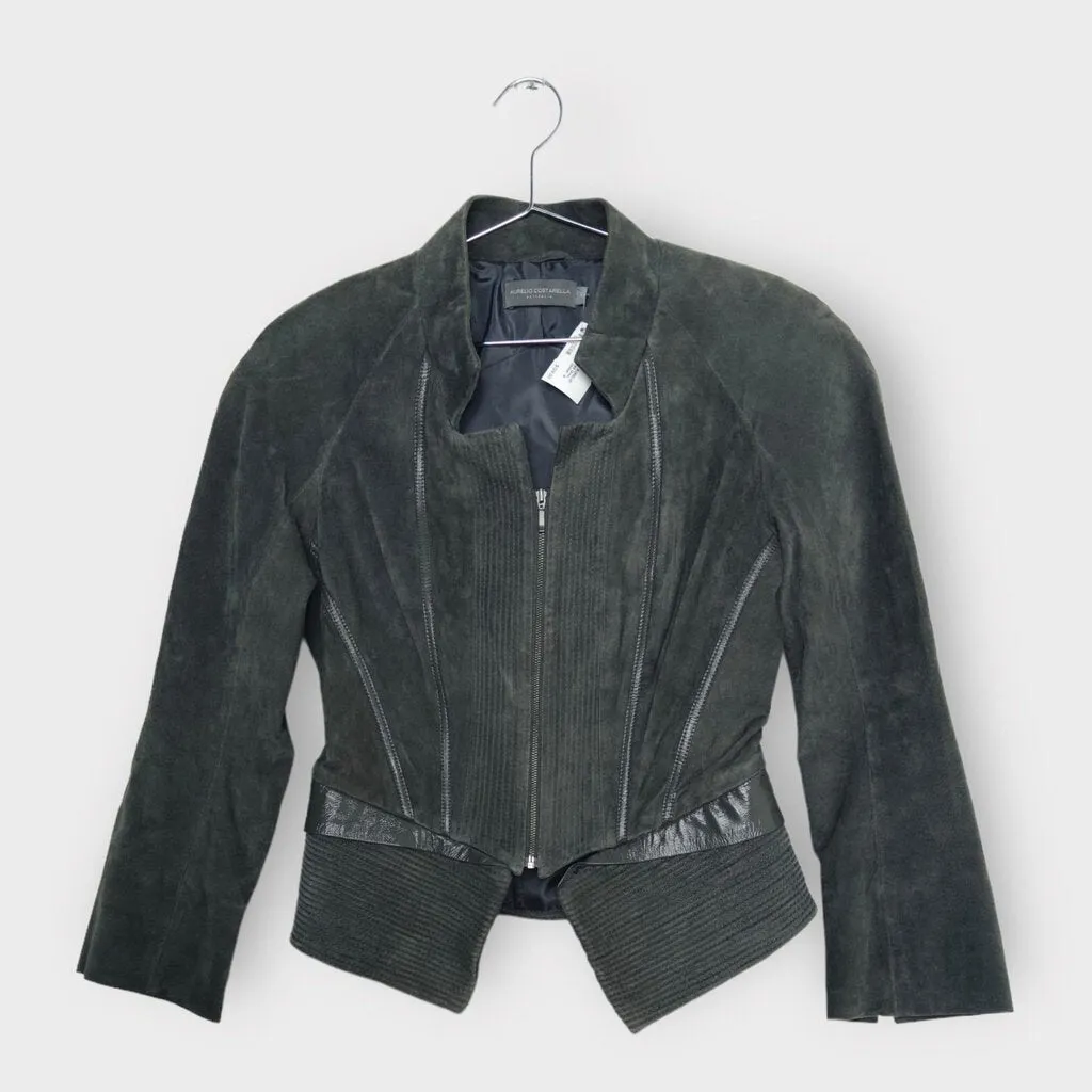 Luxurious Aurelio Costarella Smoked Grey Suede Corset-Style Jacket