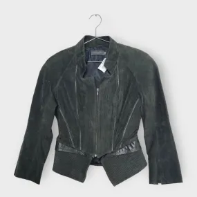 Luxurious Aurelio Costarella Smoked Grey Suede Corset-Style Jacket