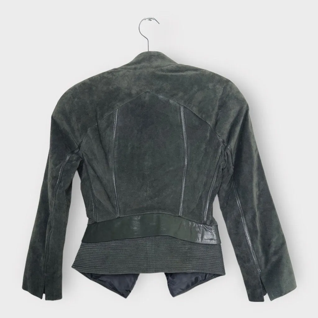 Luxurious Aurelio Costarella Smoked Grey Suede Corset-Style Jacket