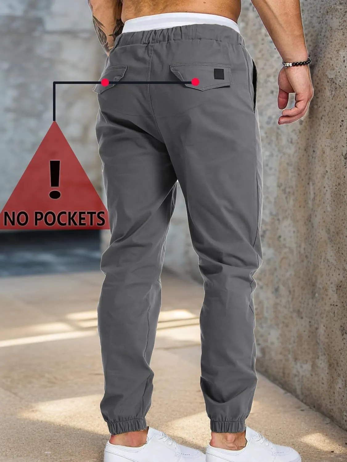 AUTIWITUA Men's Casual Jogger Pants Lightweight Cotton Drawstring Cargo Pants Outdoor Hiking Twill Track Tapered Pants