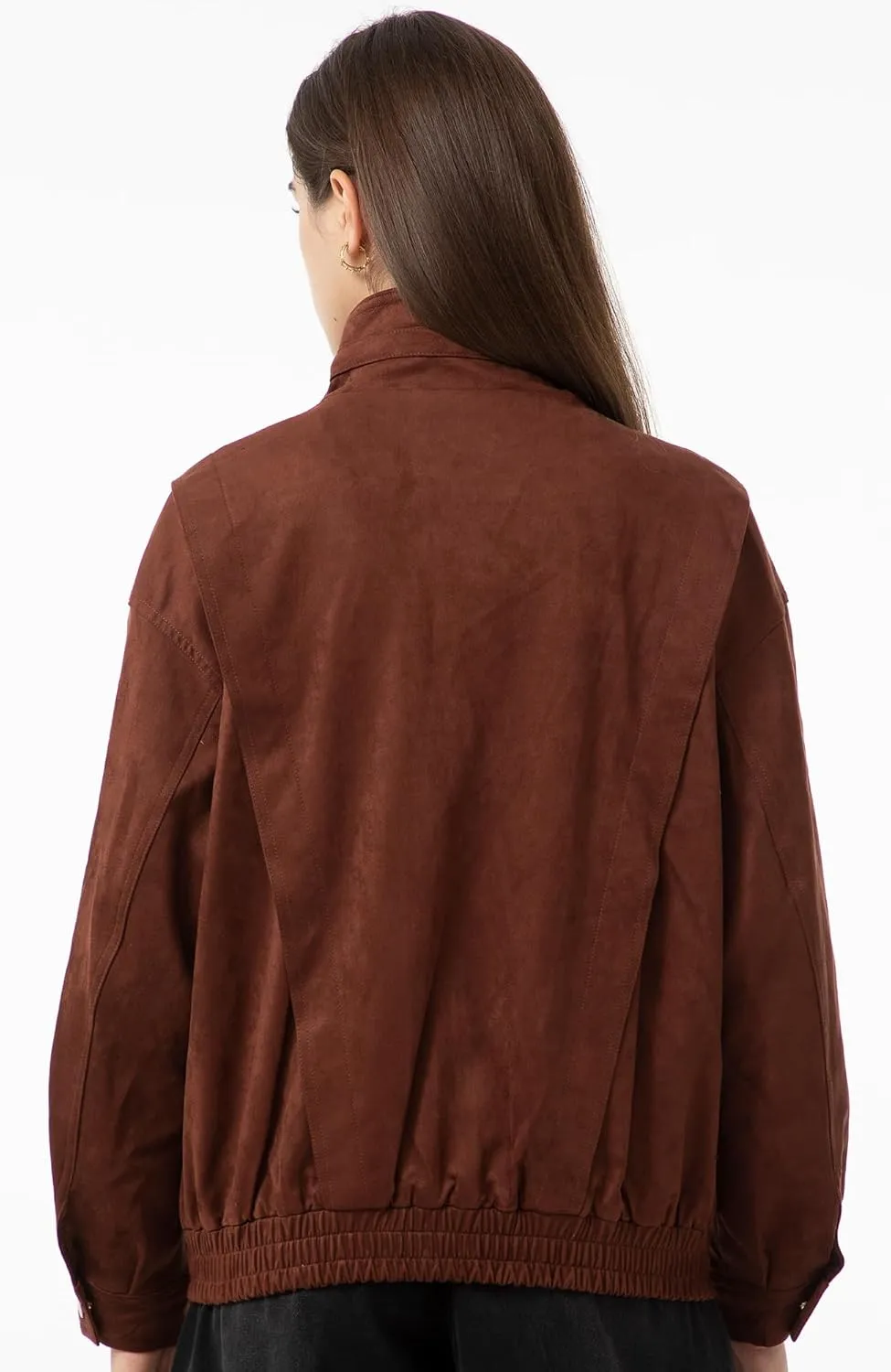 Babalet Womens Oversized Faux Suede Jackets Zip Up Coats Faux Motorcycle Bomber Outfits Trendy Fashion Clothes 2025