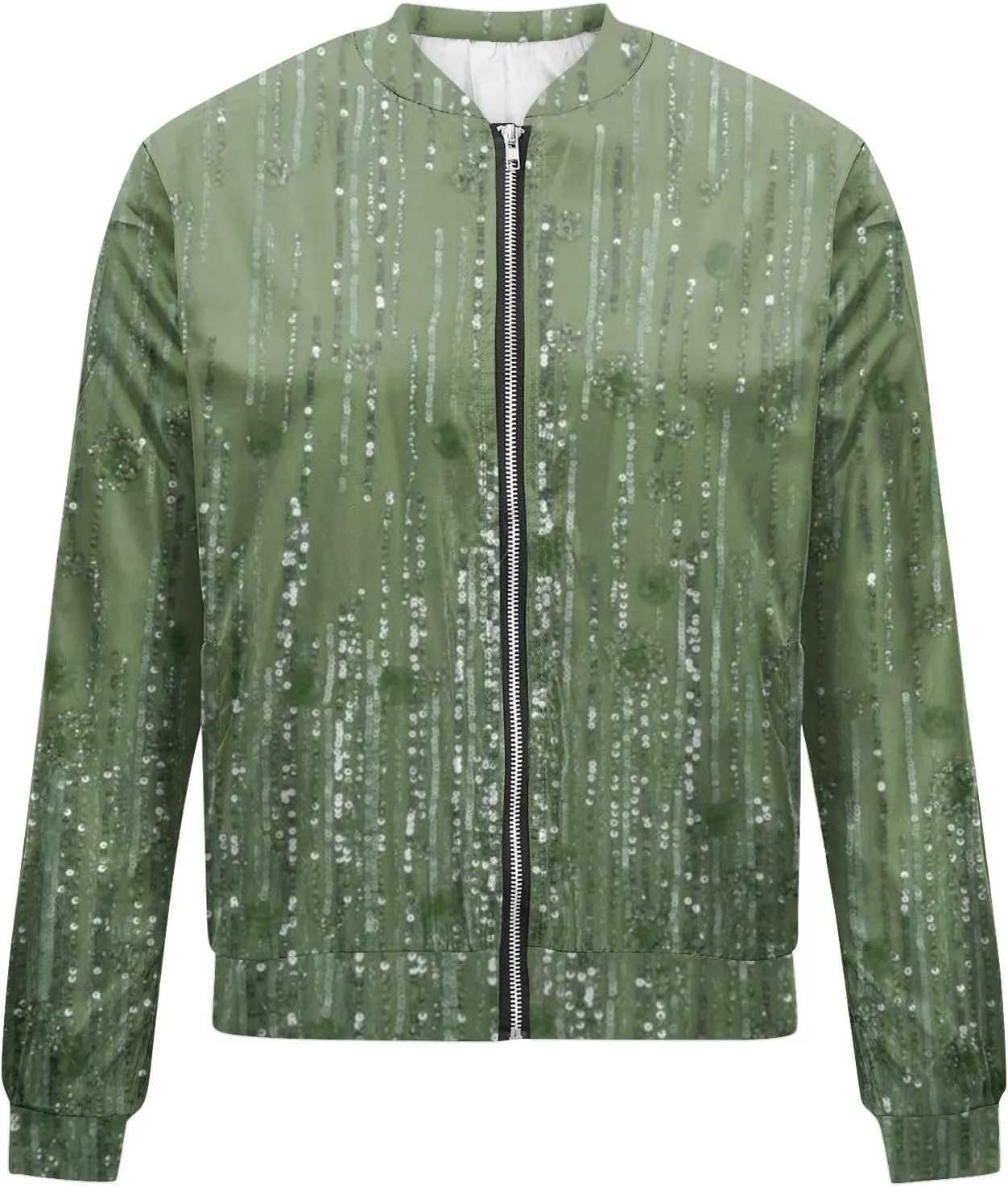 Bomber Jacket Women Lightweight Comfy Coats Casual Zip Up Windproof Windbreaker Floral Pattern Fashion Outerwears