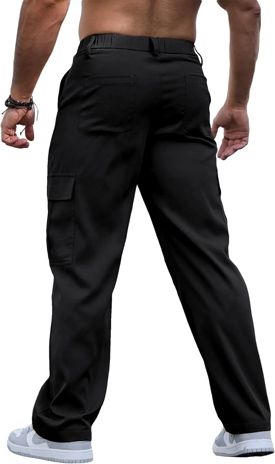 Comdecevis Mens Casual Cargo Joggers Pants Baggy Sweatpants with Large Flap Pockets Hiking Sports Trousers