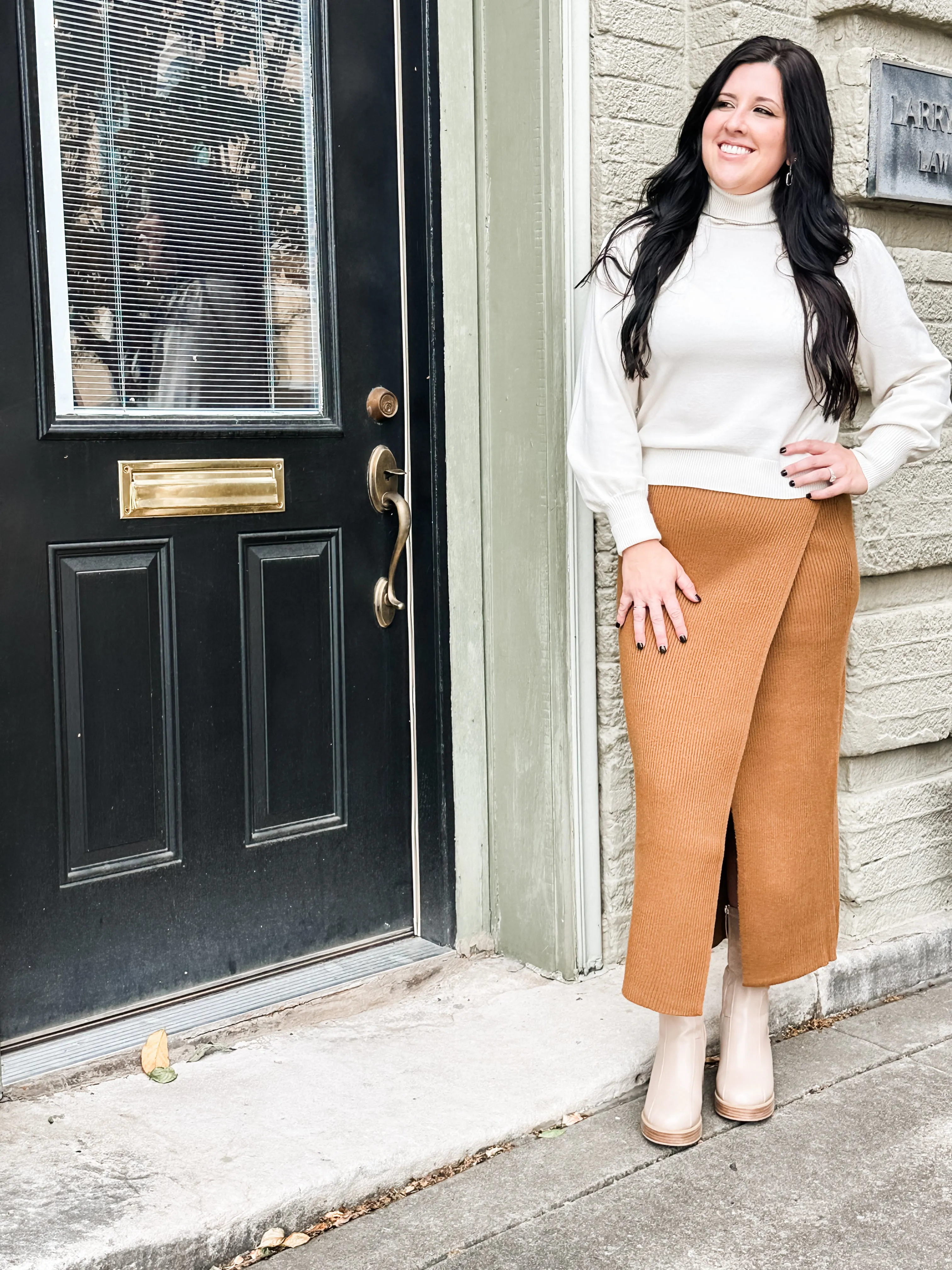 Core Ribbed Wrap Midi Skirt