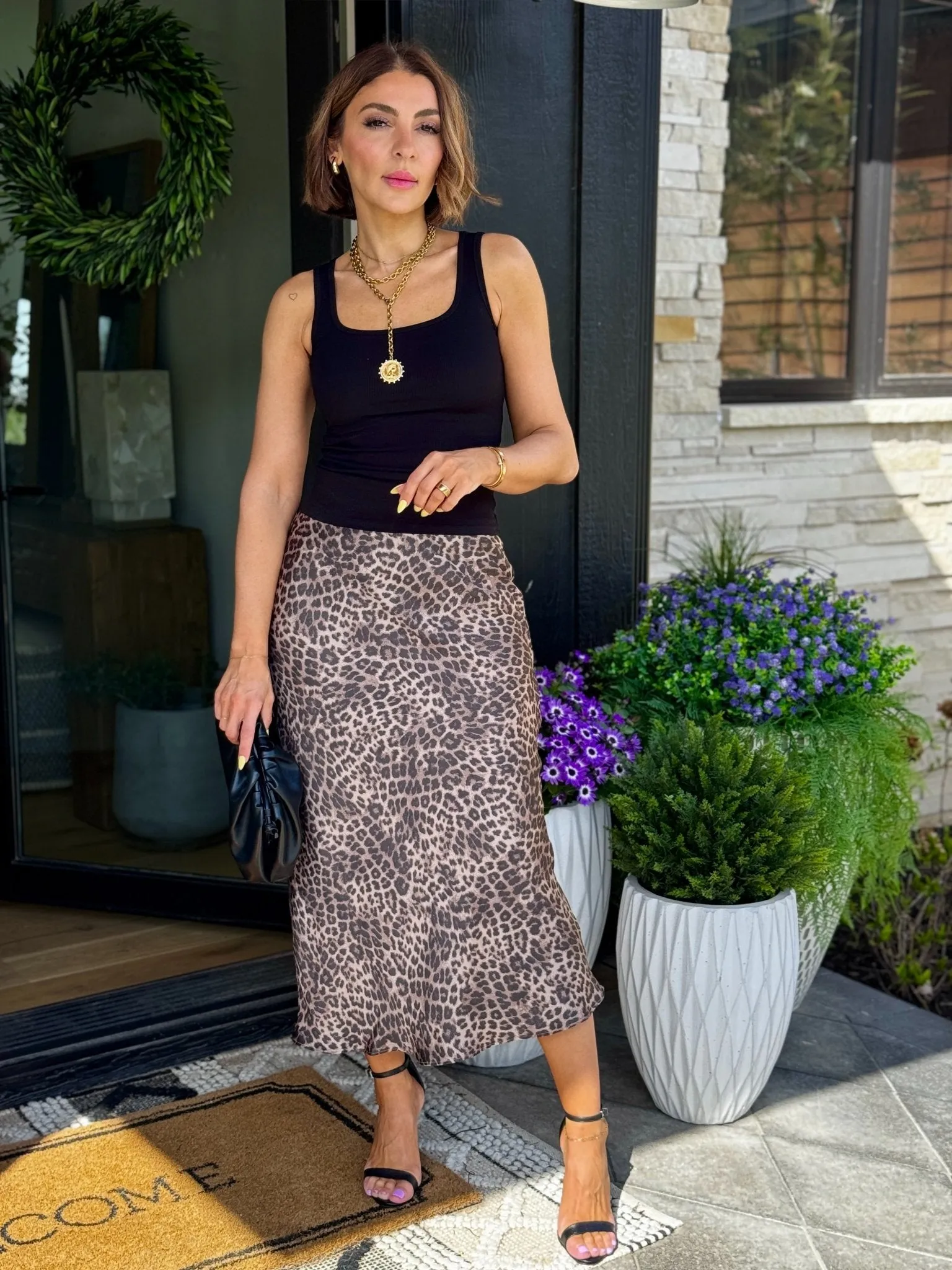 Europa Luxe Sheen Skirt (Leopard) by Z Supply