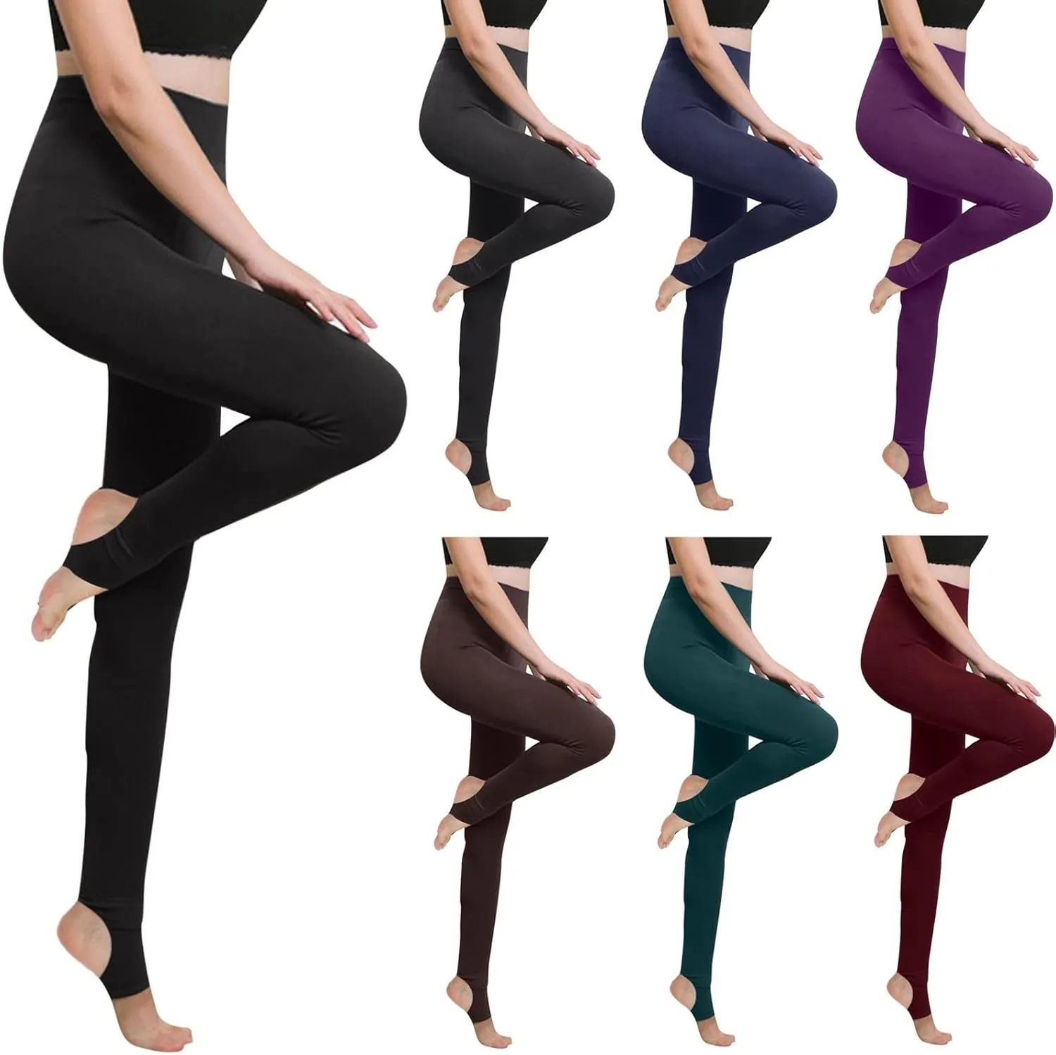 Fleece Lined Leggings Women High Waisted Stirrup Warm Gym Workout Leggings Soft Thermal Tights Athletic Yoga Pants