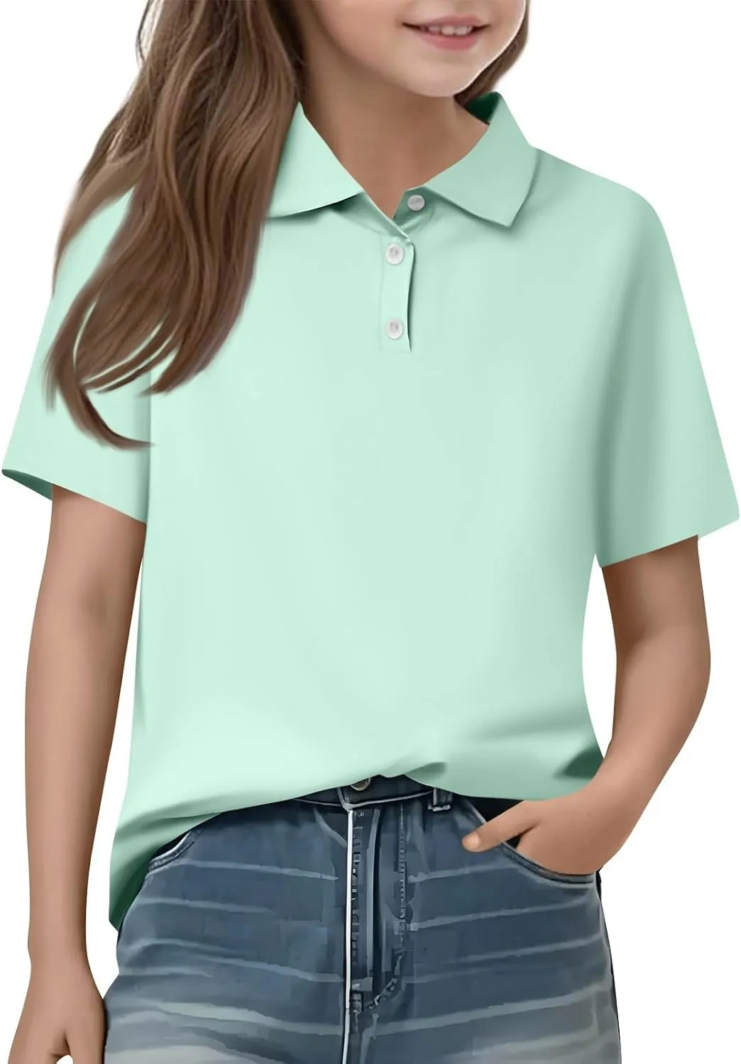 Girls Polo Shirts Short Sleeve School Uniform 3-14 Years
