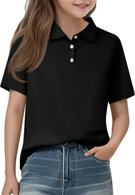 Girls Polo Shirts Short Sleeve School Uniform 3-14 Years