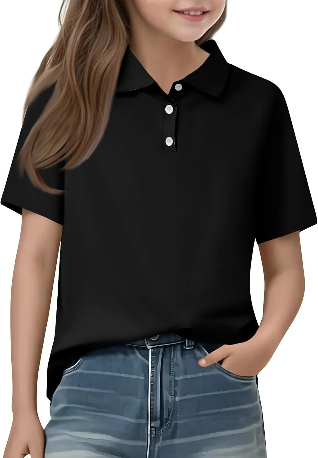 Girls Polo Shirts Short Sleeve School Uniform 3-14 Years