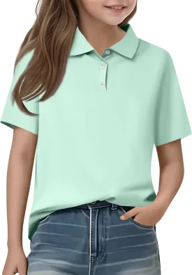 Girls Polo Shirts Short Sleeve School Uniform 3-14 Years