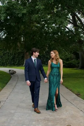 Elegant Long Green Prom Dress with Slit - SH762 Evening Gown