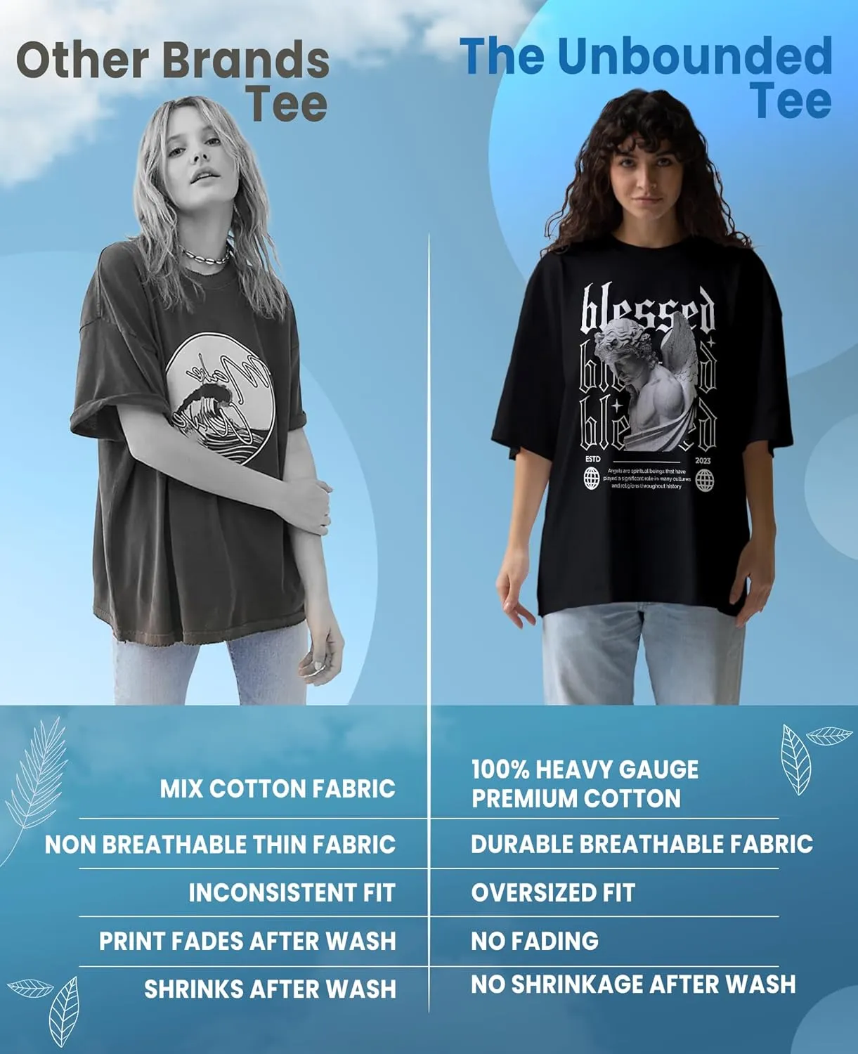 Hungry Trendy Oversized T-Shirts for Women, Cotton T-Shirts, Perfect for Casual Wear & Gifting | WB.6.34