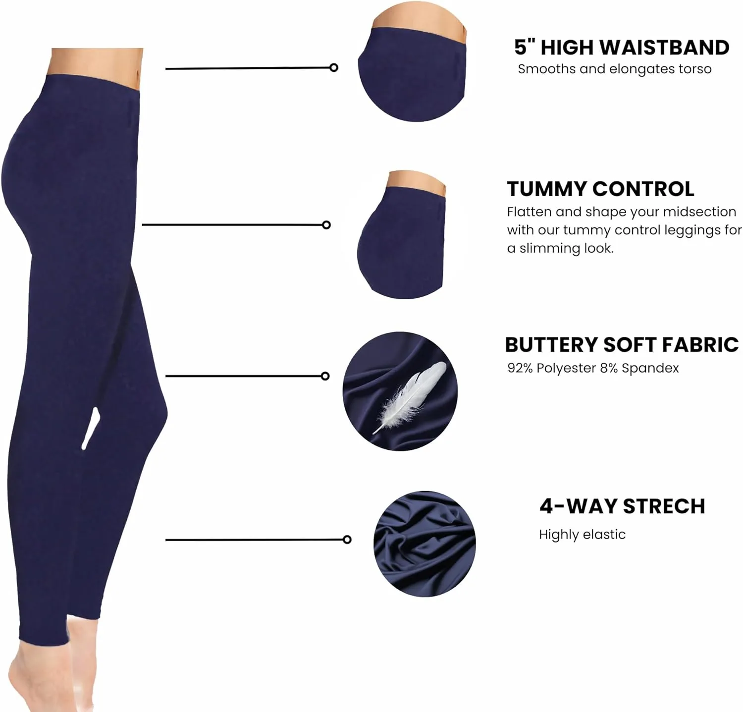 Leggings for Women, Buttery Soft, High Waisted, Tummy Control, Yoga Pants, Casual Everyday Wear
