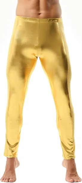 Men's Faux Leather Skinny Leggings Slim Fit Pants Tight Long Trousers