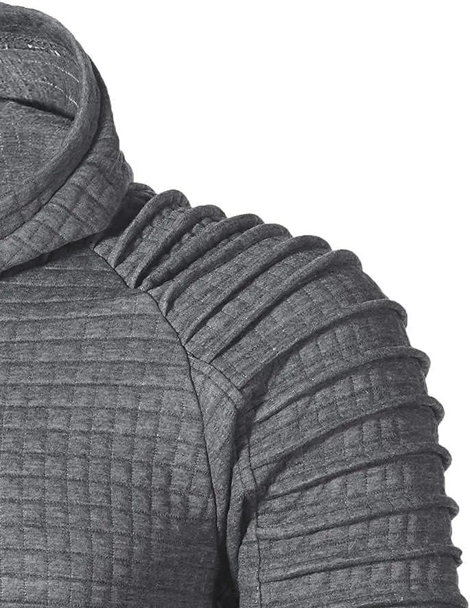 Mens Hoodies Pullover Casaul Long Sleeve Drawstring Hoodie Waffle Knit Hooded Sweatshirts for Men with Pocket
