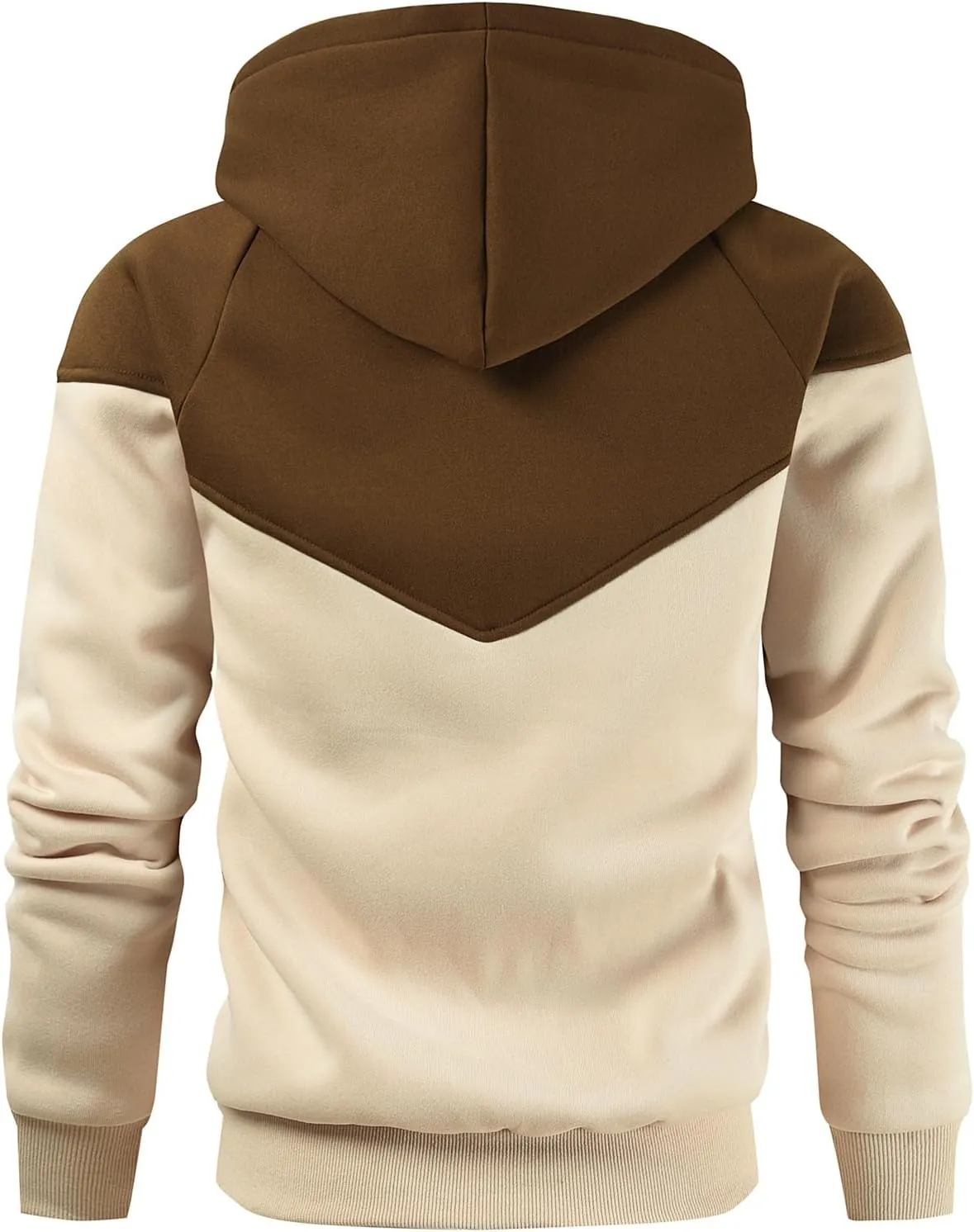 Men's Midweight Fleece Pullover Hoodies Casual Color Block Hooded Sweatshirt with Pockets