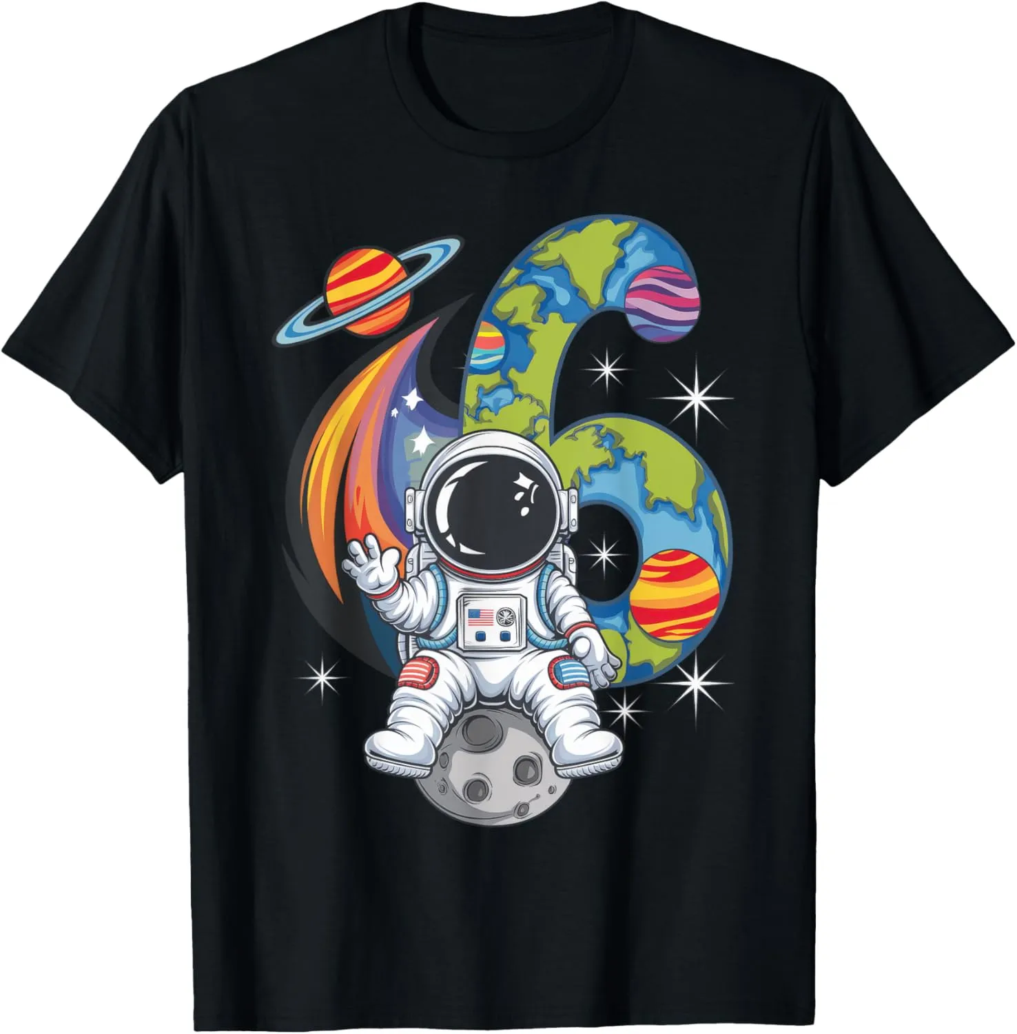 Planets Astronaut Birthday Kids 6th Birthday T-Shirt