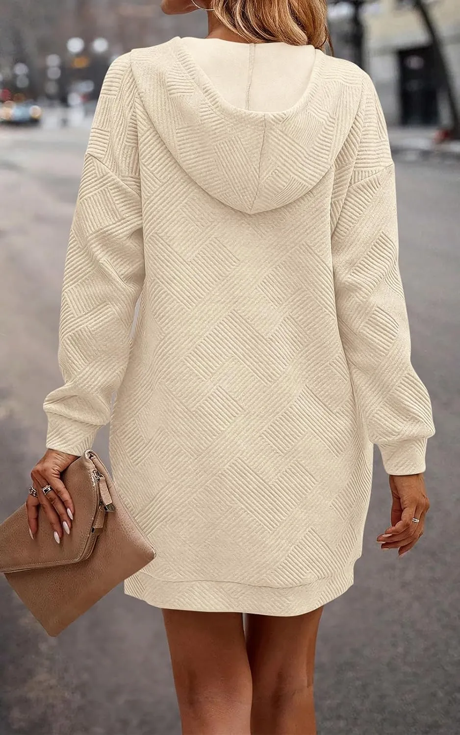 PRETTYGARDEN Womens Long Sleeve Hoodies Dress 2025 Fall Trendy Texture Sweatshirts Button Hooded Winter Dresses with Pockets