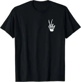 Skeleton Hand Peace Sign Bone T-Shirt