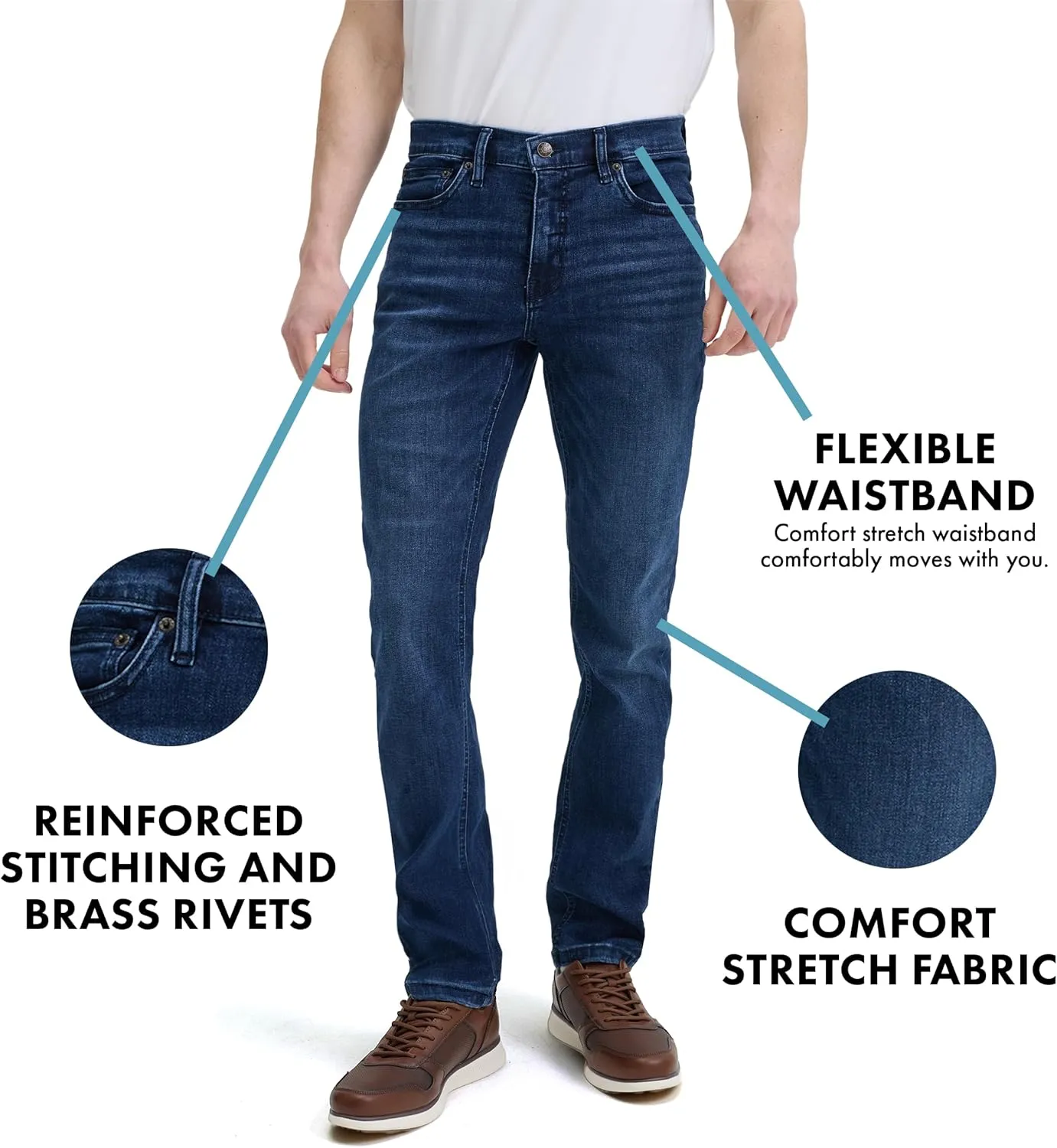 Slim Fit Mens Jeans  Stretch Fabric Tapered Pants for Men  Premium Comfort Casual Wear and Work Attire