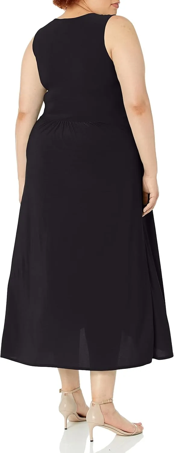 Star Vixen Women's Plus Size Sleeveless Summer Surplice Tulip Skirt Empire Band Maxi Dress