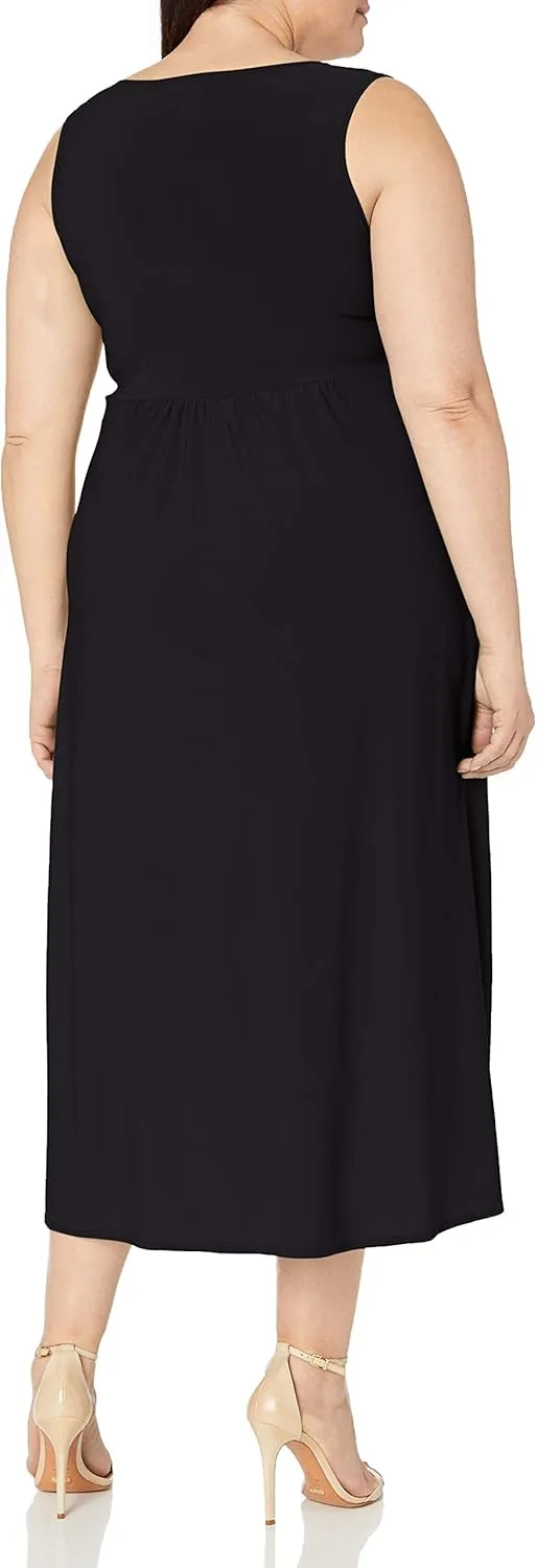 Star Vixen Women's Plus Size Sleeveless Summer Surplice Tulip Skirt Empire Band Maxi Dress