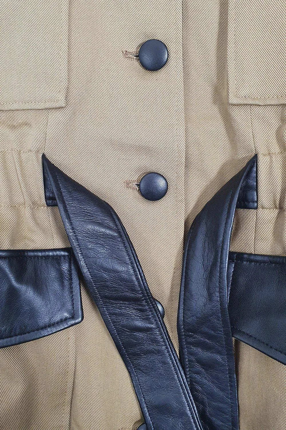 THE KOOPLES Khaki Green Sand Twill Belted Coat (EU 36 | UK 10)
