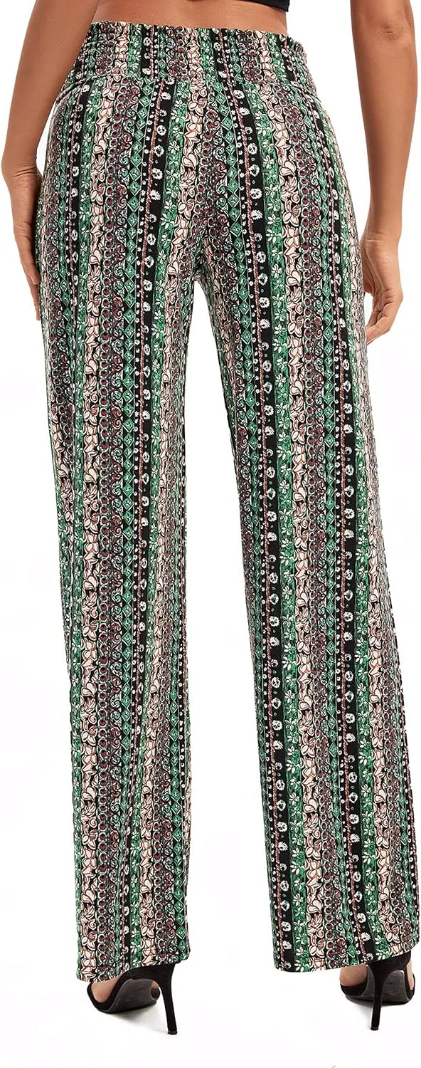 Urban CoCo Women's Boho Palazzo Pants Wide Leg Beach Pants High Waisted Lounge Pants with Pockets
