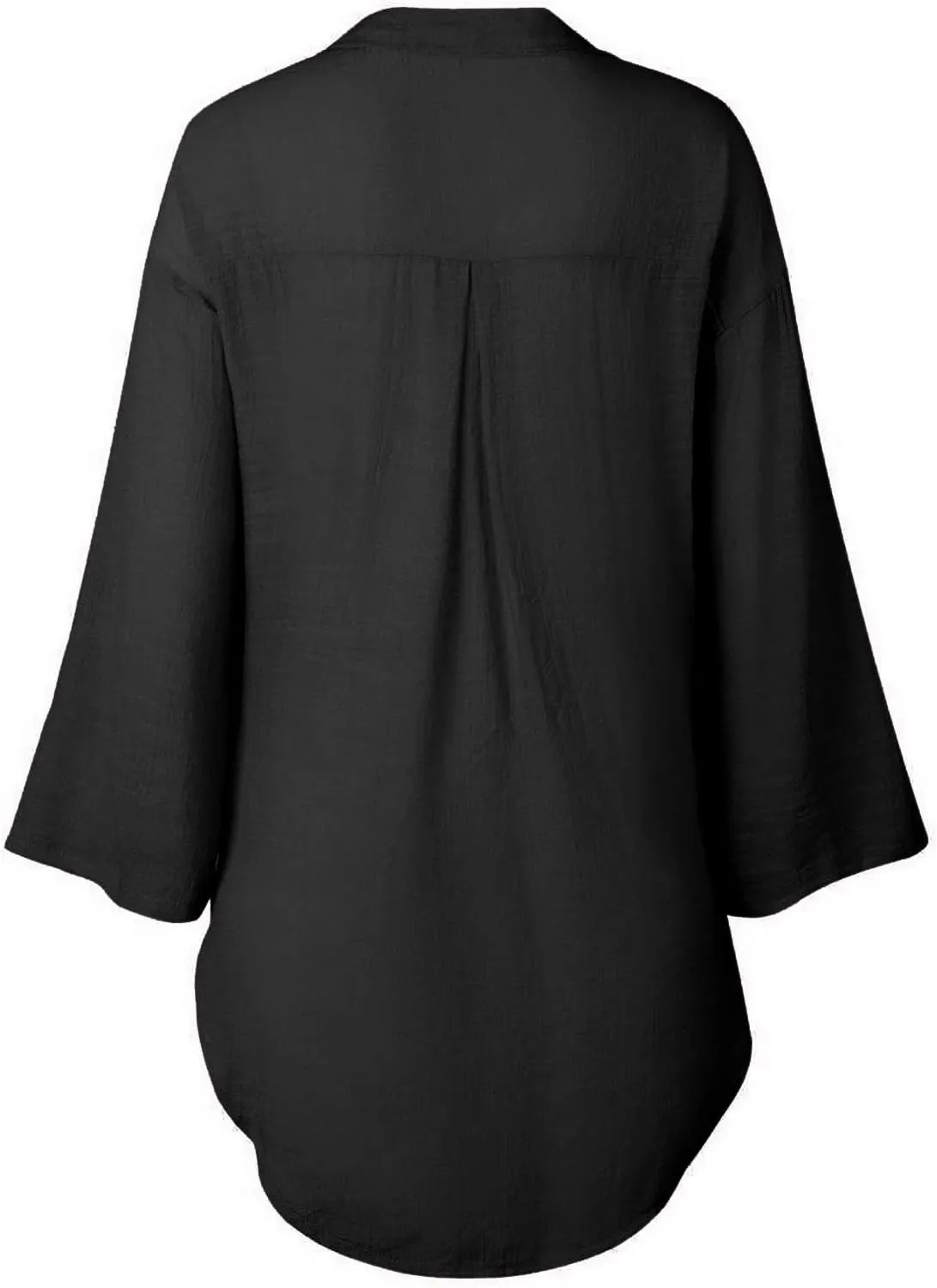 Women Long Sleeve Boyfriend Button Down Shirts Asymmetrical Casual Lace Up Oversized Tunic Tops