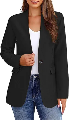 Womens Blazer Jackets Business Casual Long Sleeve Open Front Work Office Blazers Notch Collar Button Suit Jackets