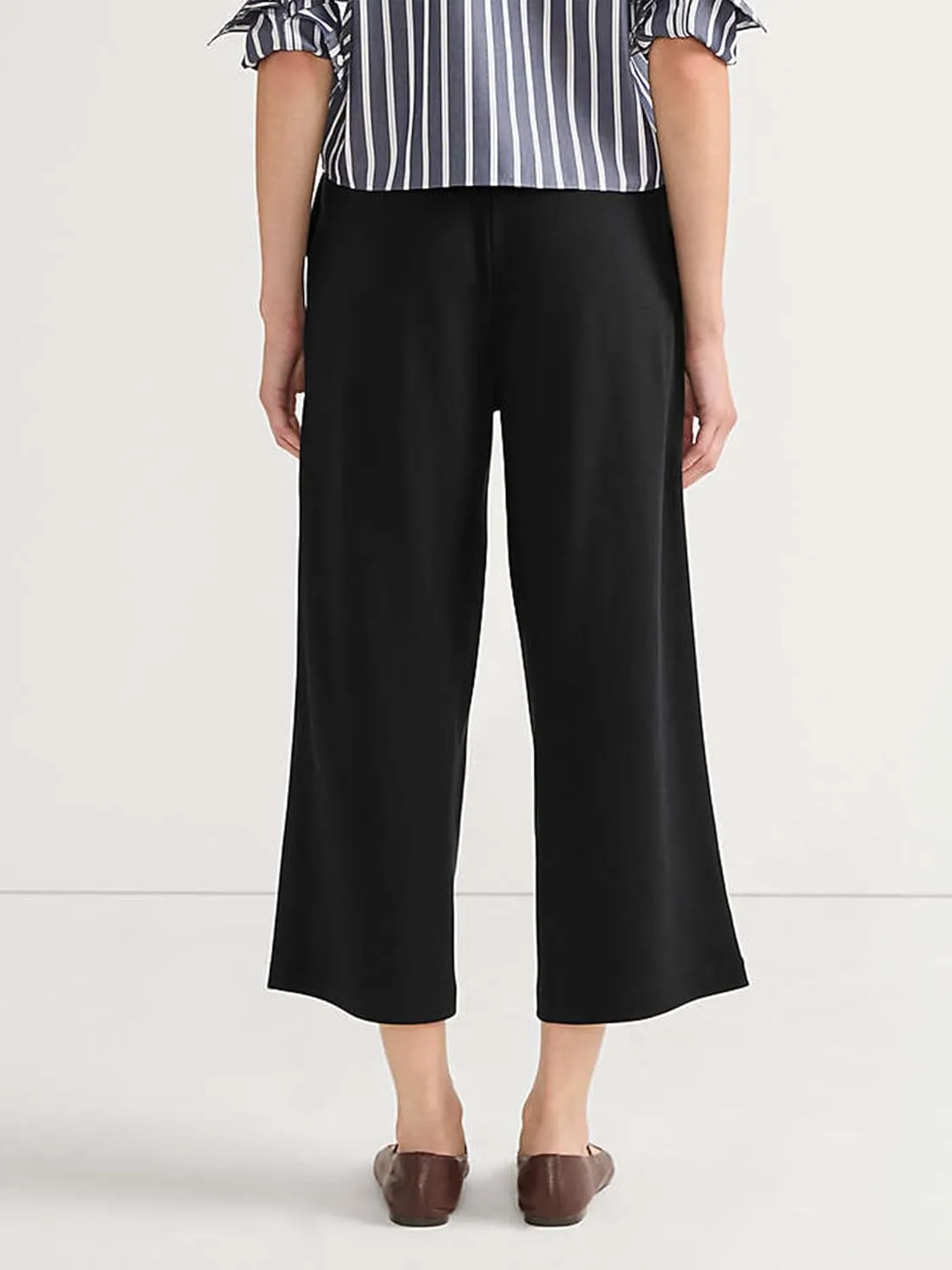 Women's High Waisted Wide Leg Capri Pants, Sport Knit Cropped Trousers, Comfort Fit for Yoga & Casual Wear