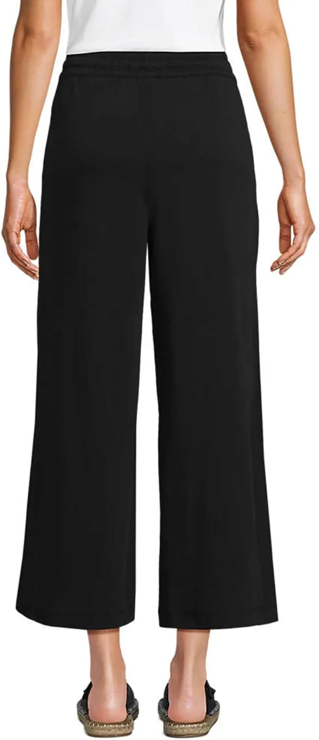 Women's High Waisted Wide Leg Capri Pants, Sport Knit Cropped Trousers, Comfort Fit for Yoga & Casual Wear
