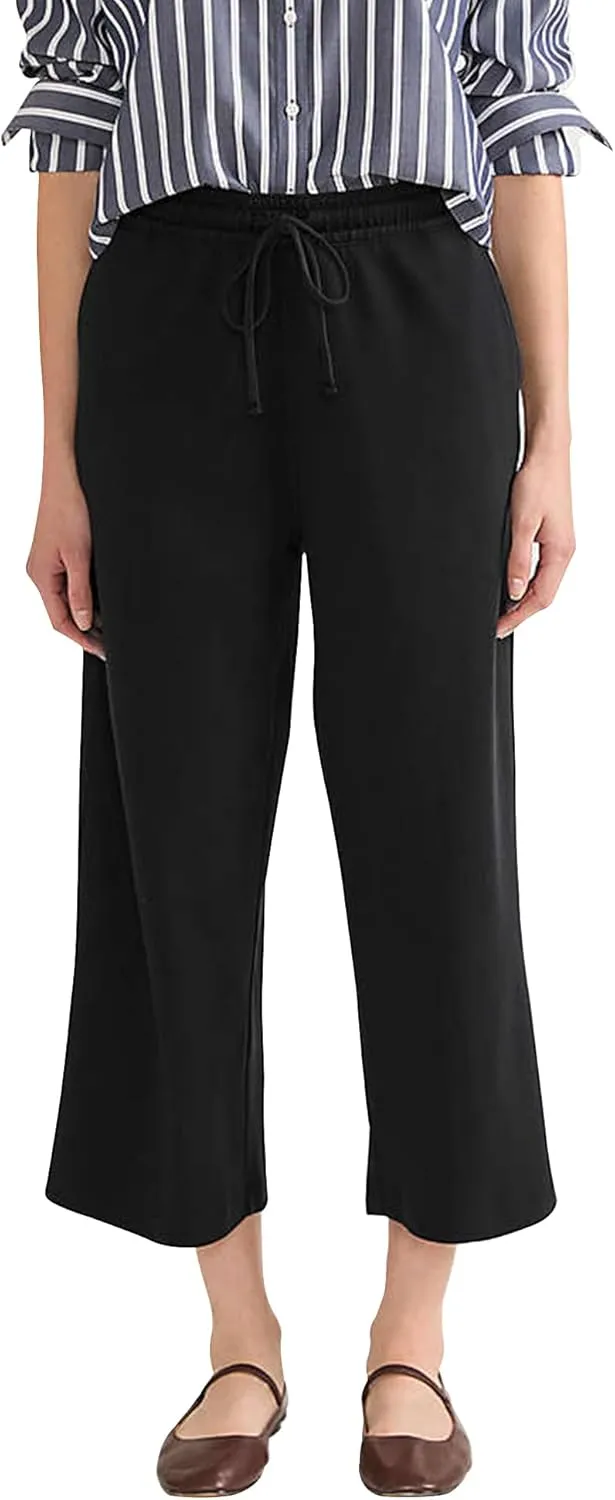 Women's High Waisted Wide Leg Capri Pants, Sport Knit Cropped Trousers, Comfort Fit for Yoga & Casual Wear