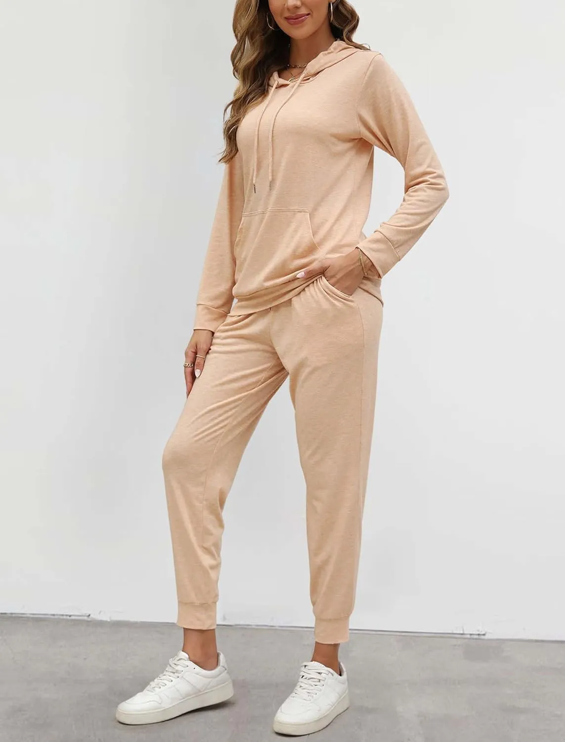 Womens Two Piece Tracksuit Outfits Hoodies Jogger Sweatsuit Lounge Sets with Pockets