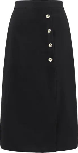 Women's Wear to Work Pencil Skirt High Waist Button Decor Midi Skirts