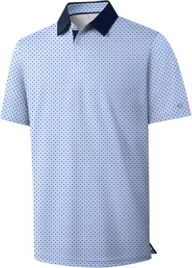 ZITY Men's Golf Polo Shirt Short Sleeve Performance Moisture Wicking Collared Print Shirt for Golf and Casual Wear